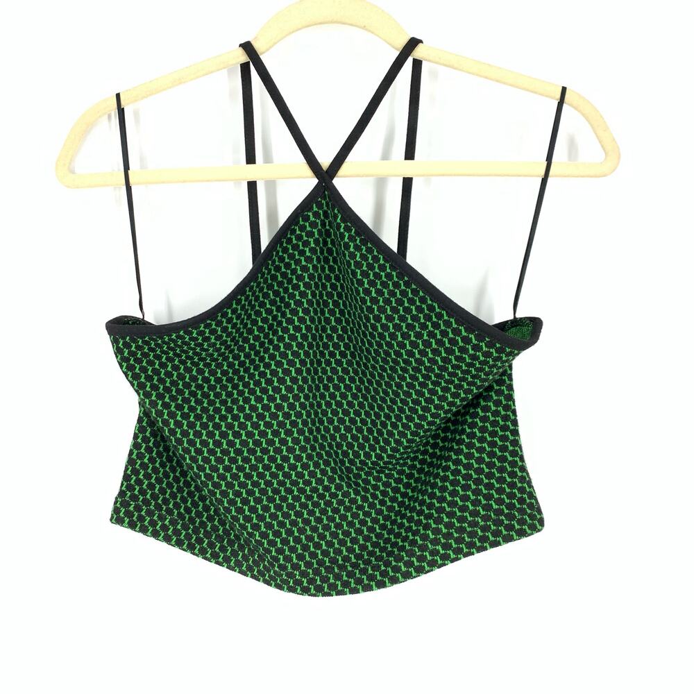 Zara Green Black Crop Halter Top Women's Size Medium